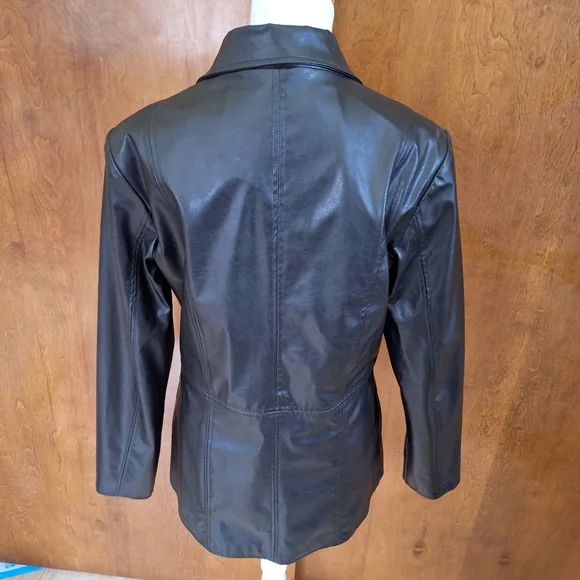 Women's Black Pleather Jacket - Picture 4 of 4